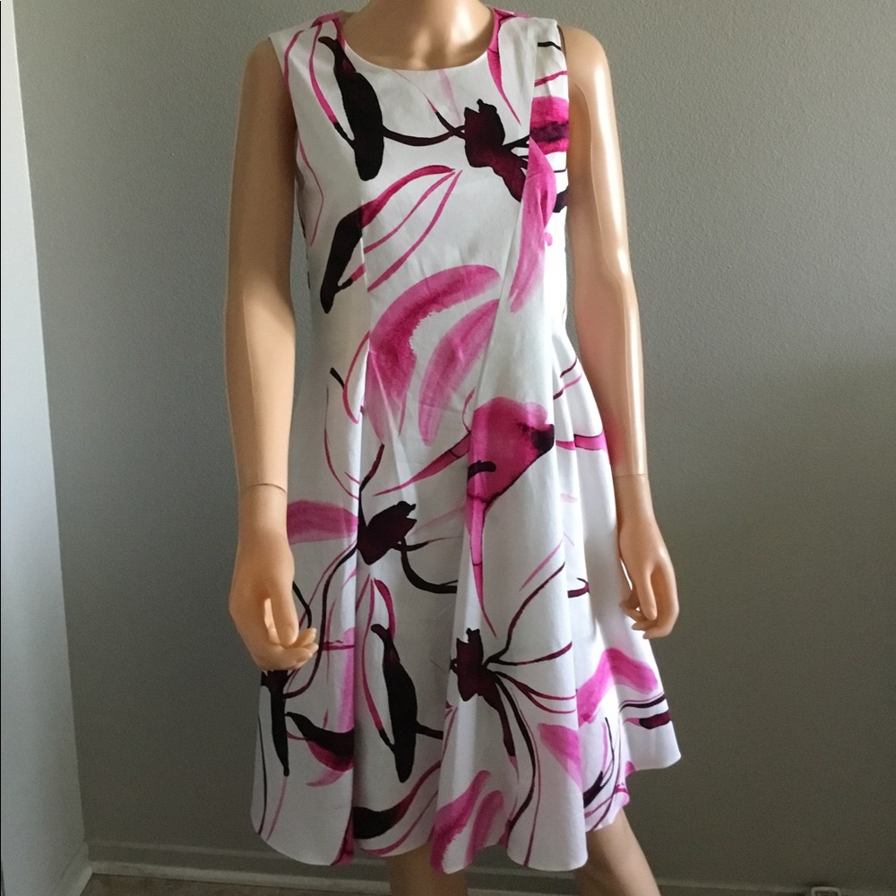 DKNY COTTON PRINTES FIT&FLARE DRESS  Sz4